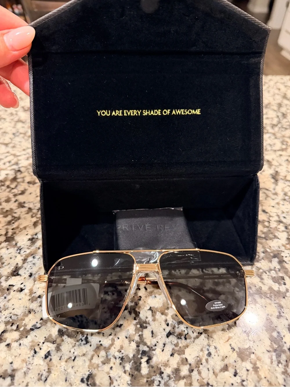 NWT Privé Revaux Rico Polarized Sunglasses Champagne Gold *NEW*